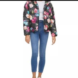Calvin Klein jeans Hooded Puffer Jacket floral design Xl NEW - Picture 1 of 10