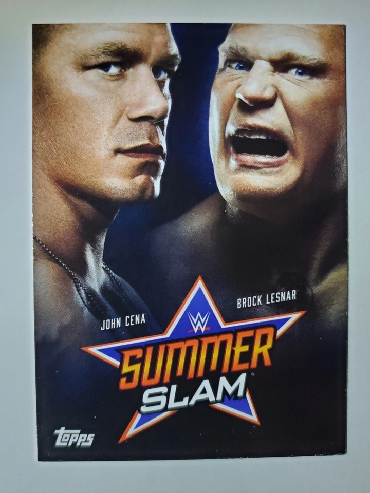 2019 Topps WWE SummerSlam POSTER CARD #SS-14 BROCK LESNAR & JOHN CENA - Image 1 of 2