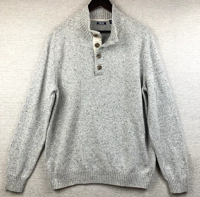Suéter IZOD Henley Para Hombre Talla Extra Grande Gris Clásico Preppy Informal Universidad Foto 1 de 4