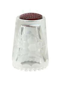 Fingerhut in Kristallglas - handgraviertem Blumenband, Kopf in goldrubin -207/E5
