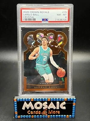 2020-21 Crown Royale Crystal #79 LaMelo Ball ROOKIE RC Charlotte Hornets PSA 8 - Image 1 of 2