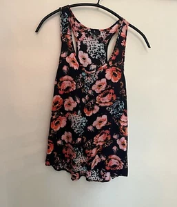 Hi-low Racer back Floral Sleeveless Top Size 10 - Picture 1 of 4