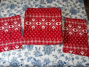 Martha Stewart 100% Cotton Flannel Duvet Cover Red & White + 2 Pillowcases - Picture 1 of 8