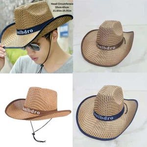 US 1-2 Pack Men Women Straw Cowboy Hat Summer Beach Panama Fedora Sun Wide Brim - Picture 1 of 16