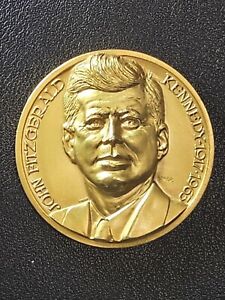 John F. Kennedy High Relief Large Silver Plated 4 Inaugural Medal by C. Affer