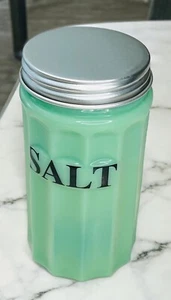 "Vtg. / Retro Style" JADEITE Glass Salt Storage Container W/ Screw on Lid - NEW - Picture 1 of 9