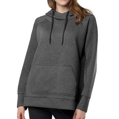 NWT Green Tea Women's Charcoal Gray Quilted Pullover Hoodie  S - Image 1 of 4
