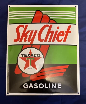 Letrero de gasolina Sky Chief Texaco 12 1/2 x16 #PW Foto 1 de 4