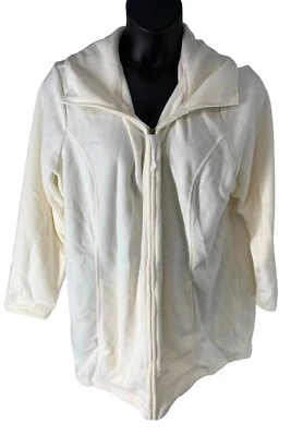 Chaqueta Denim & Co. Polar Cremallera Frontal Manga Larga con Dobladillo Alto-Bajo Natural Foto 1 de 2