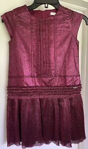 NWT Girls Burberry Clarna Silk Bright Fuchsia Holiday Party Dress Size 8 10 $750