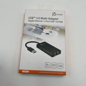 J5 Create USB 3.0 Multi-Adaptador Gigabit Ethernet Hub de 3 puertos para computadora portátil - Imagen 1 de 5