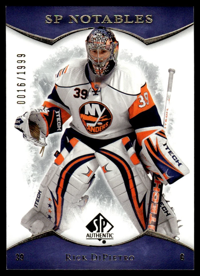 2007-08 SP Authentic SP NOTABLES Rick DiPietro 0016/1999 New York Islanders #127 - Image 1 of 2