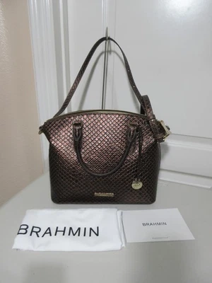 NWOT BRAHMIN MEDIUM DUXBURY SATCHEL      BROWN/COPPER      NEW - Image 1 of 4