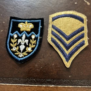 2 Iron On Patches Army Sergeant, A vintage-style embroidered patch a crest crown - Picture 1 of 9