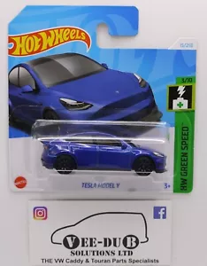 Hot Wheels Tesla Model Y Blue Hotwheels Short Card 2024 HTB80 NEW EV Elon Musk - Picture 1 of 1
