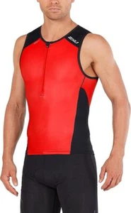 Nuevo Top de triatlón 2XU Perform cremallera frontal para hombre MEDIANO negro rojo - Imagen 1 de 1