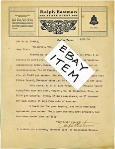 1903 LETTERHEAD Dallas Texas BARB WIRE FENCE Galvanized RALPH EASTMAN telephone - Picture 1 of 1