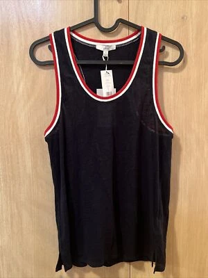 NUEVO NUEVO CON ETIQUETAS Joie Mujer’s Aleeza Camiseta sin Mangas Pequeña Roja Blanca y Azul $128 Foto 1 de 3