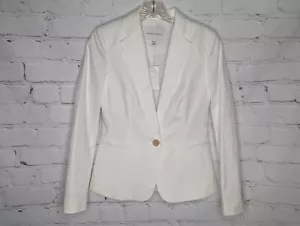 Blazer donna Banana Republic bianco monobottone tasca cotone foderato taglia 0 - Foto 1 di 9
