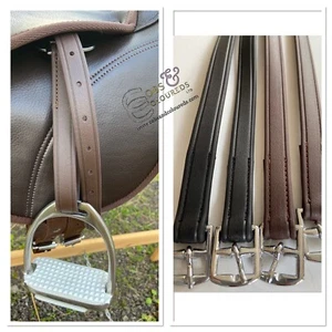 BLACK & BROWN STIRRUP LEATHERS 24” and 32”, BIOTHANE TODDLERS LEATHERS FREE POST - Picture 1 of 8