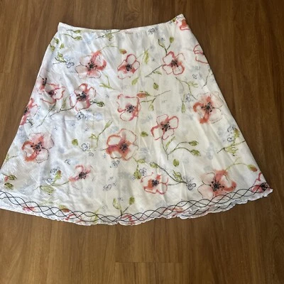 Sigrid Olsen Skirt Cotton Lined Floral Sequined Size M Needs Elastic Replaced - Image 1 of 4