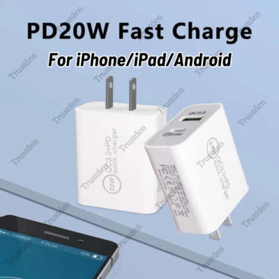 Adaptador Cargador de Pared USB Tipo-C Carga Rápida 20W QC 3.0 para iPhone iPad Android Foto 1 de 4