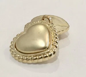 Heart Shaped Roped Edge Gold Shank Buttons matt finish 14.5 x 15mm x 5 units - Picture 1 of 2