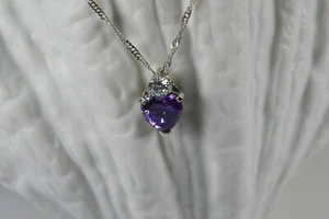 Collar +++ Colgante Azul Corazón Zirconia Collar Corazón de Plata Collar Joyería Collar - Imagen 1 de 2