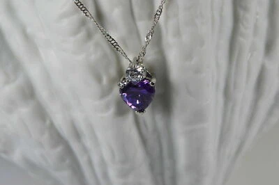 Halskette +++ Herz Blau Anhänger Zirkonia Silber Herzkette Schmuck Kette - Bild 1 von 2