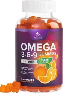 Omega 3 6 9 Vegan Gummies - Triple Strength Omega 3 Supplement Essential Oil Gum - Picture 1 of 9