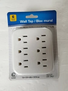 Intertek Wall Plug Power Splitter 6 Outlet AC Tap Electrical Socket Adapter - Picture 1 of 2