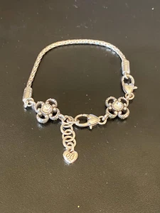 VTG Brighton May Flower Crystal Silver Add a Bead Charm Bracelet - Picture 1 of 4