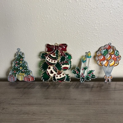 Juego de 4 (1) adornos vintage de vitrales Sun Catchers Navidad Kurt Adler Foto 1 de 4
