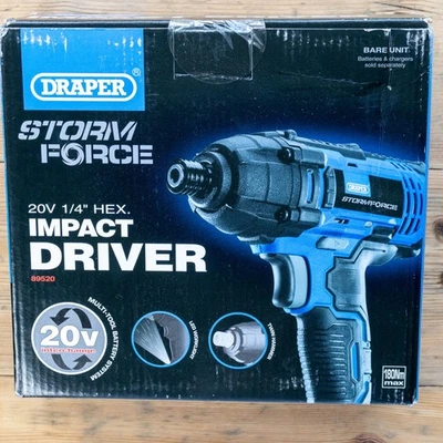 Draper Storm Force 20V 1/4" Hex Impact Driver 89520 BODY ONLY - Image 1 of 4