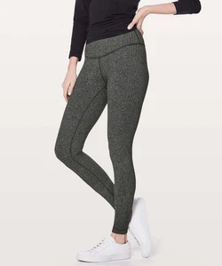 LULULEMON Women’s Heathered Herringbone Black Wunder Under Low-Rise Tight 28” Si - Picture 1 of 9