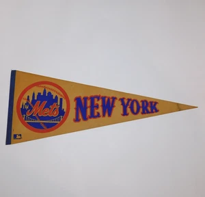 Banderín Bandera Bandera Tamaño Completo Béisbol MLB New York Mets Original Años 70 De Colección - Imagen 1 de 6