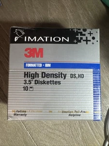 Imation 3M 1.44 MB High Density 3.5" Diskettes 10 Pack - NEW/SEALED - Photo 1/6
