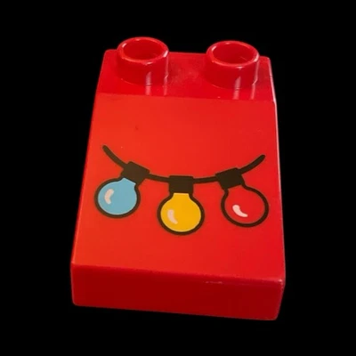 red Duplo decorated block-2X3 sloped brick -balloons-combined shipping (MISC207) - Image 1 of 2