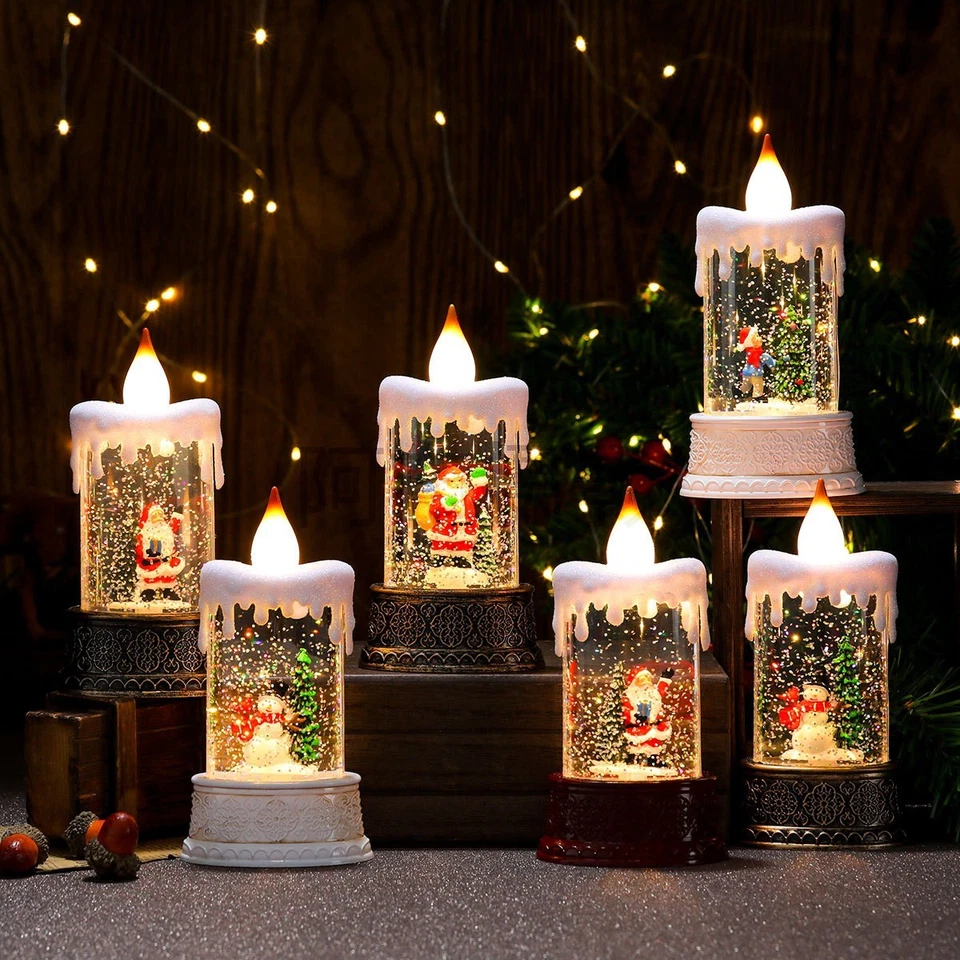 Vela brilhante de Natal luz noturna decoração presente infantil Natal - Imagem 1 de 1