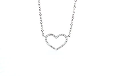 14k Heart Necklace Pendant Solid Gold Ladies Heart Natural Genuine Diamond .08ct - Image 1 of 4