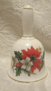 Vintage~Christmas~White Bell~Poinsettia Pattern~Staffordshire Bone China~Eng. - Picture 1 of 8