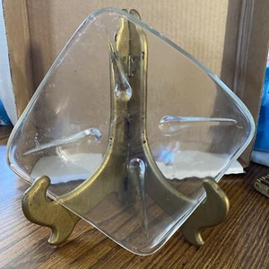 VINTAGE ANCHOR HOCKING GLASS CLEAR SWEDISH MODERN 6 3/4" FOOTED SQUARE BOWL - Picture 1 of 6