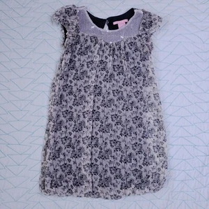 Hype Bubble Hem Dress Floral Cap Sleeve Sequin Metallic Girls Size 16 - Picture 1 of 5