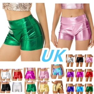 AU Women Shiny Metallic Shorts Hot Pants High Waist Booty Shorts Short Pants - Picture 1 of 122