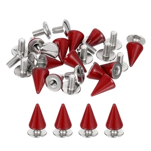 16 Sets Spikes and Studs Kit, 7mm Cone Spikes Punk Rock Rivets, Dark Red - Picture 1 of 8