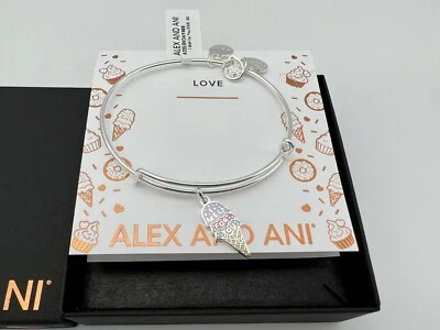 NEW Alex and Ani I MELT FOR YOU Shiny Silver Charm Bangle Bracelet - Image 1 of 4