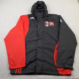 AC Milan Mens Jacket Small Black Red Adidas Fotball Training Sports Rain Coat - Picture 1 of 17