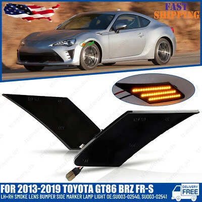 2Pcs For 2013-2020 Subaru BRZ Scion FR-S Smoke LED Side Marker Bumper Light Lamp - Image 1 of 4