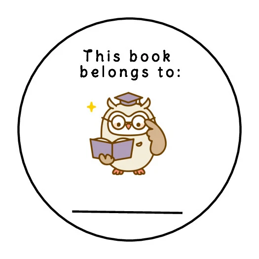 this book belongs too stickers, labels, tags envelope seals name tags school owl - Image 1 of 1