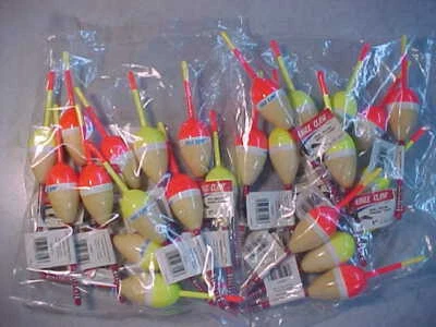 24 NEW EAGLE CLAW BALSA  WOOD SPRING FISHING  BOBBERS  1" inch ICE  - Image 1 of 4